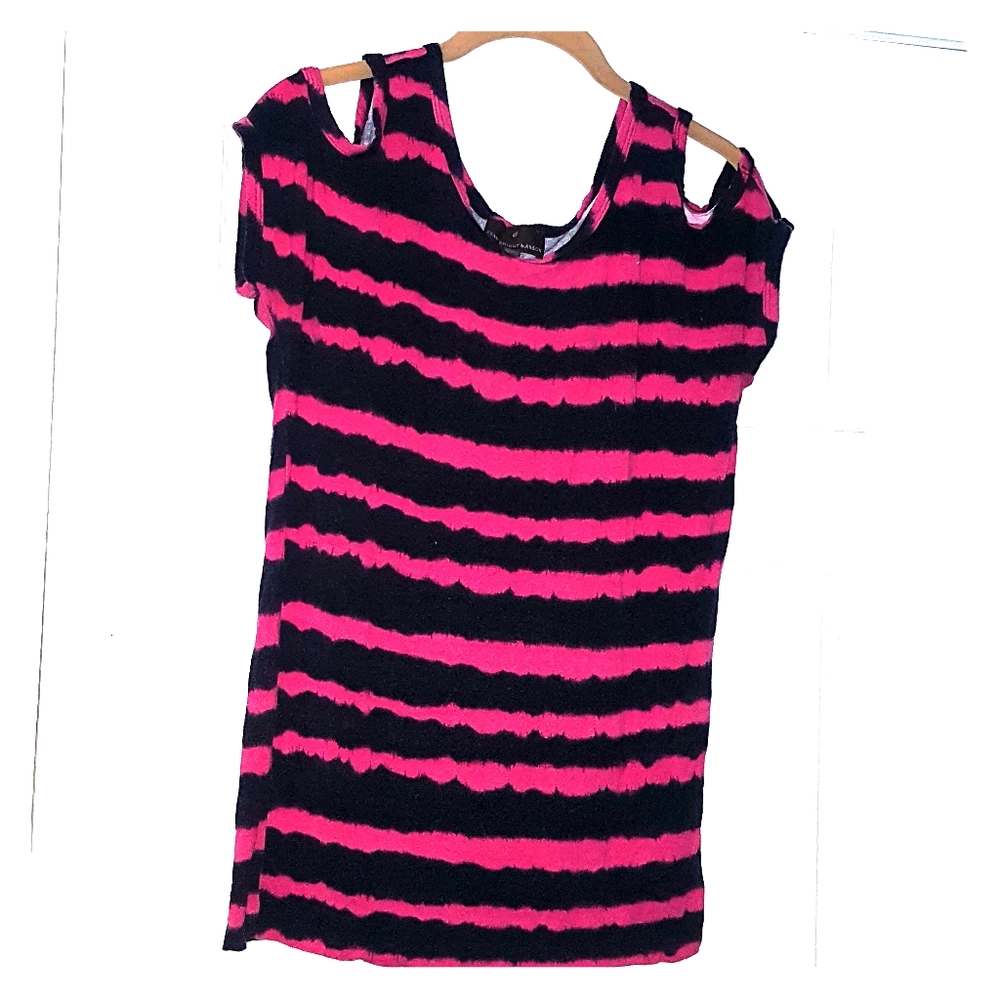 Pink and black top with cut out shoulders